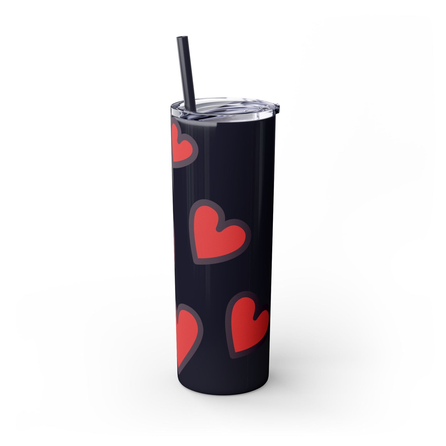 Hearts Skinny Tumbler with Straw, 20oz