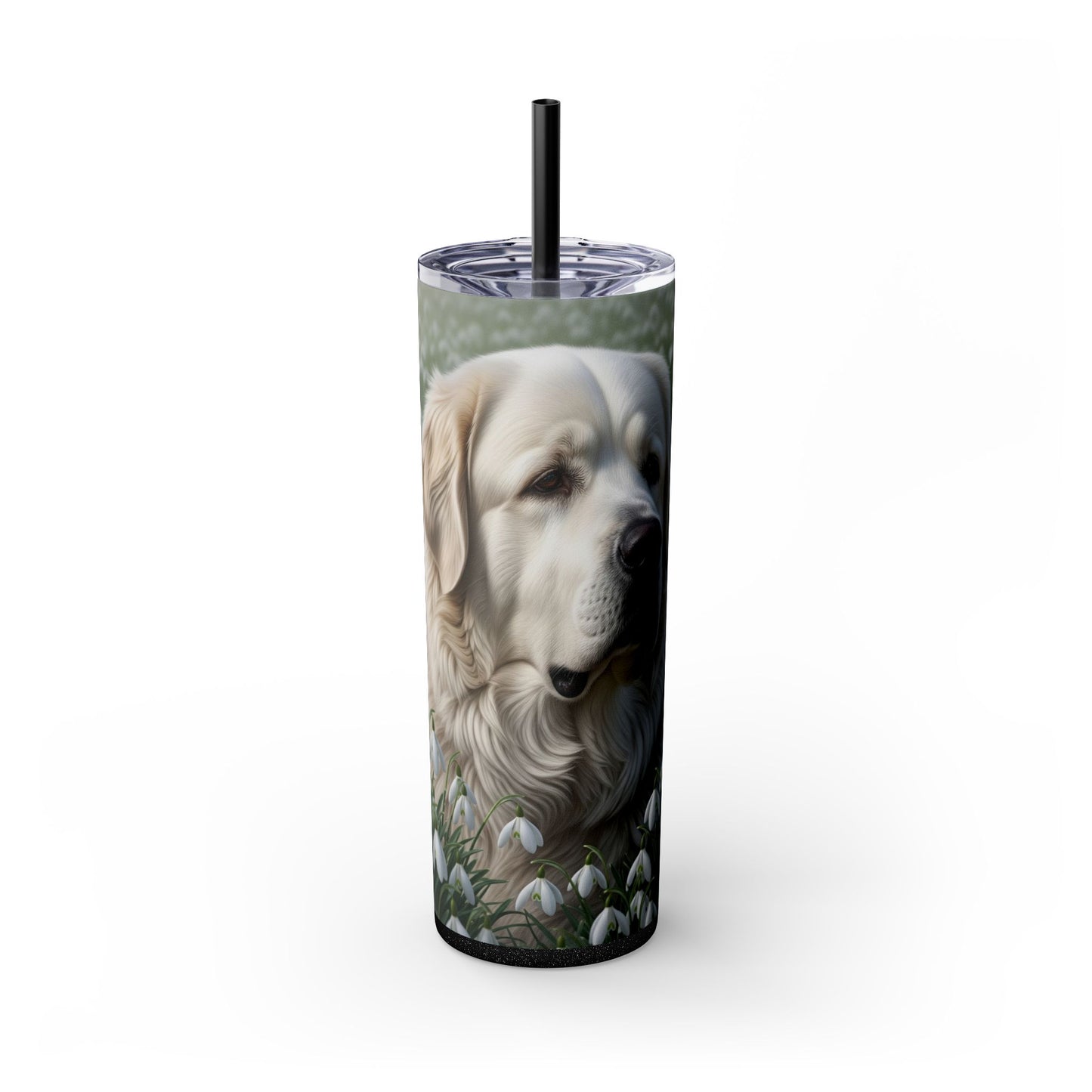 Pyrenean Mastiff Skinny Tumbler with Straw, 20oz