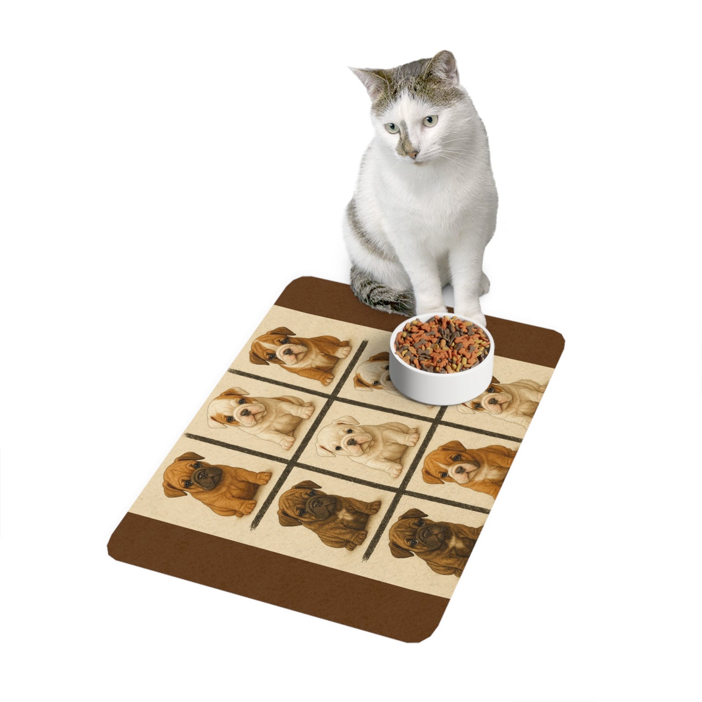 Pet Food Mat (12x18) - Bulldog puppies