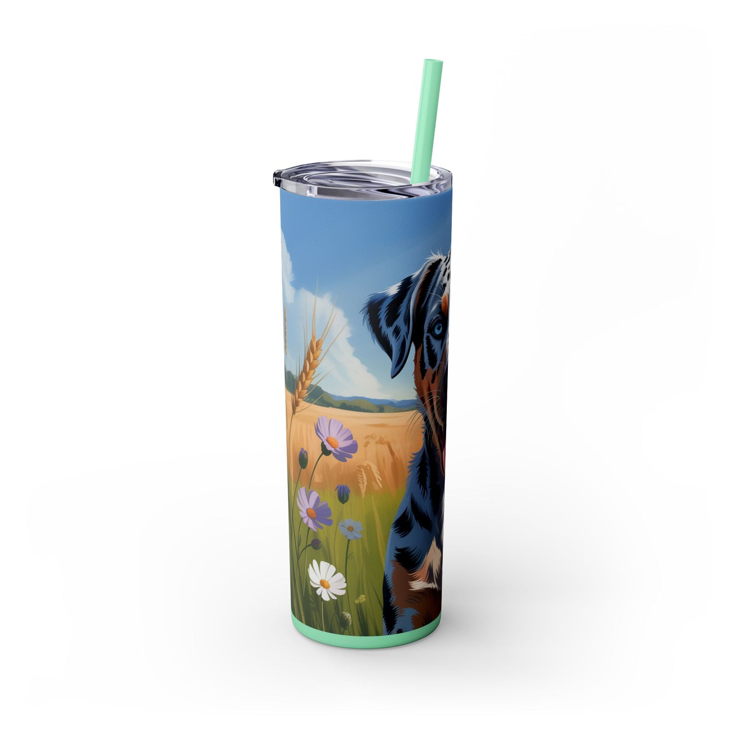 Catahoula Leopard Dog Skinny Tumbler with Straw, 20oz