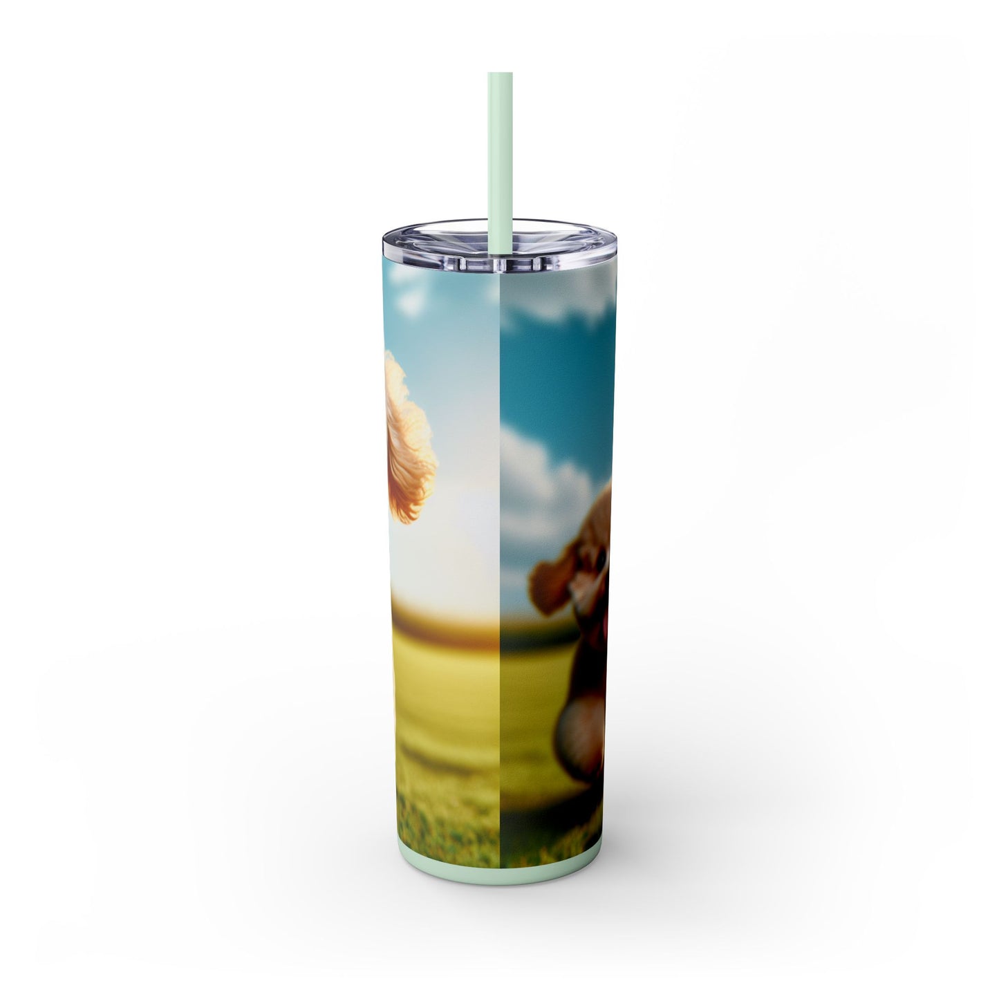 Toy Poodle Skinny Tumbler with Straw, 20oz