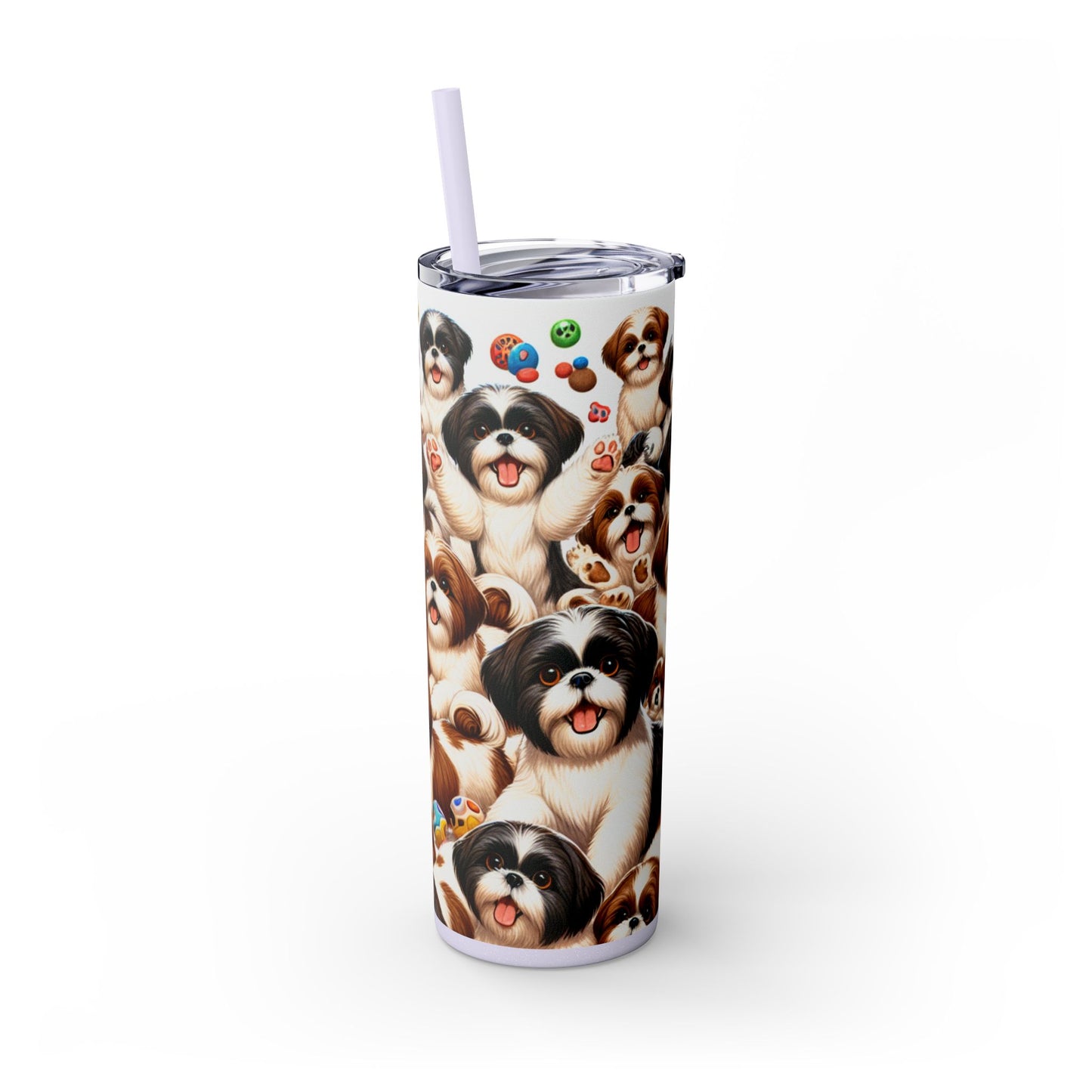 Shih Tzu Skinny Tumbler with Straw, 20oz