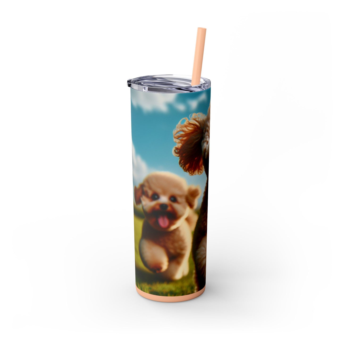 Toy Poodle Skinny Tumbler with Straw, 20oz