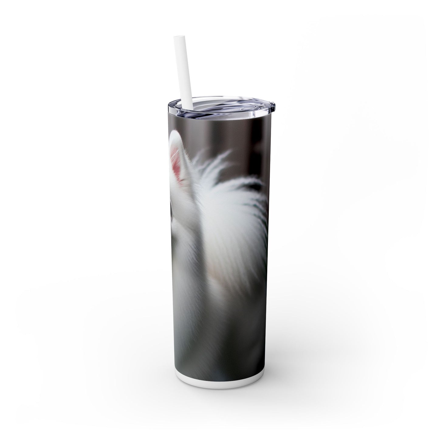 American Eskimo Dog Skinny Tumbler with Straw, 20oz