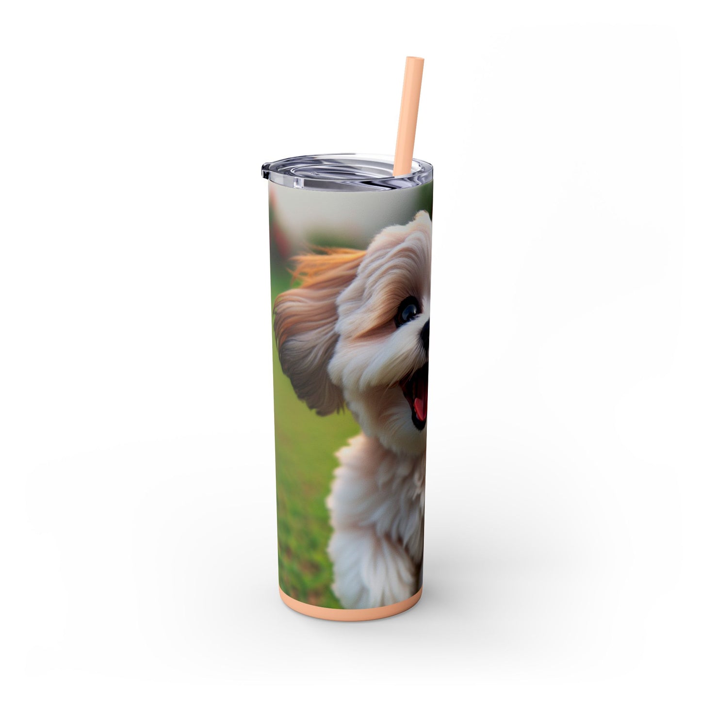 Shih-poo Skinny Tumbler with Straw, 20oz