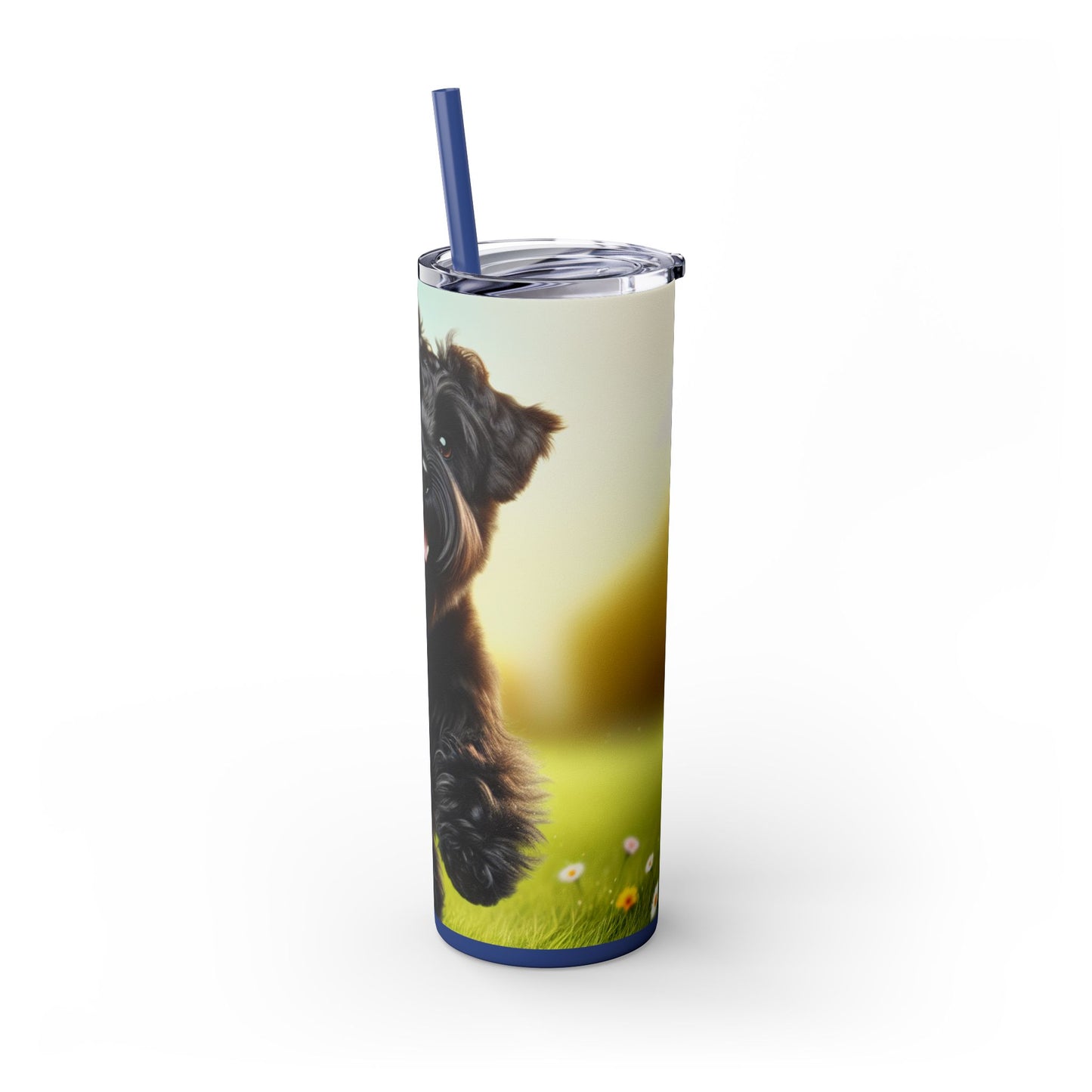 Russian Black Terrier Skinny Tumbler with Straw, 20oz