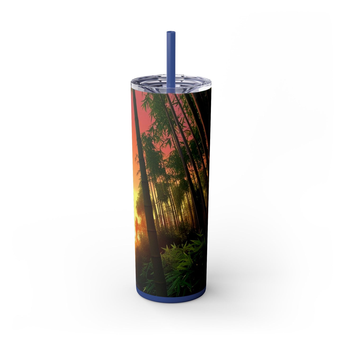 Bamboo Forest Sunrise Skinny Tumbler with Straw, 20oz