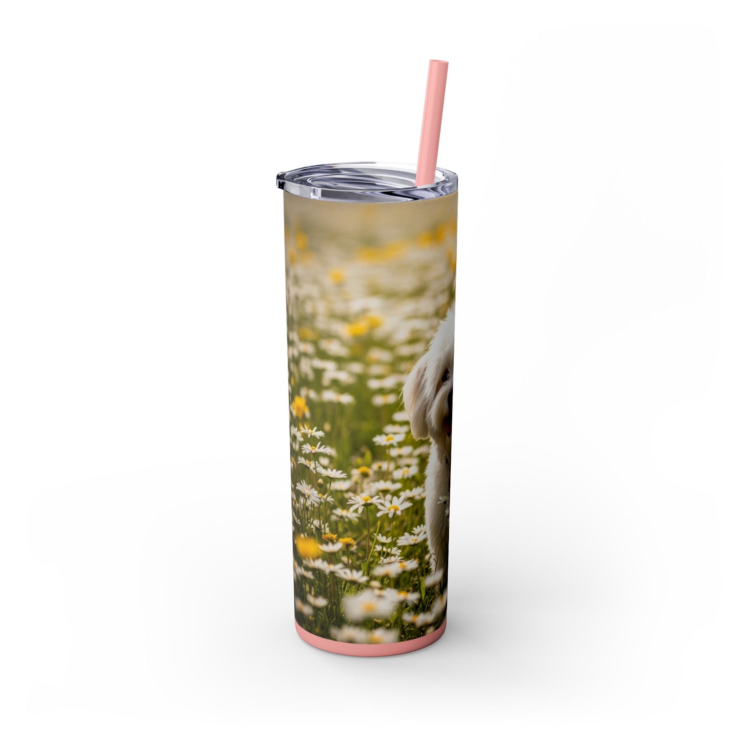 Lowchen Skinny Tumbler with Straw, 20oz