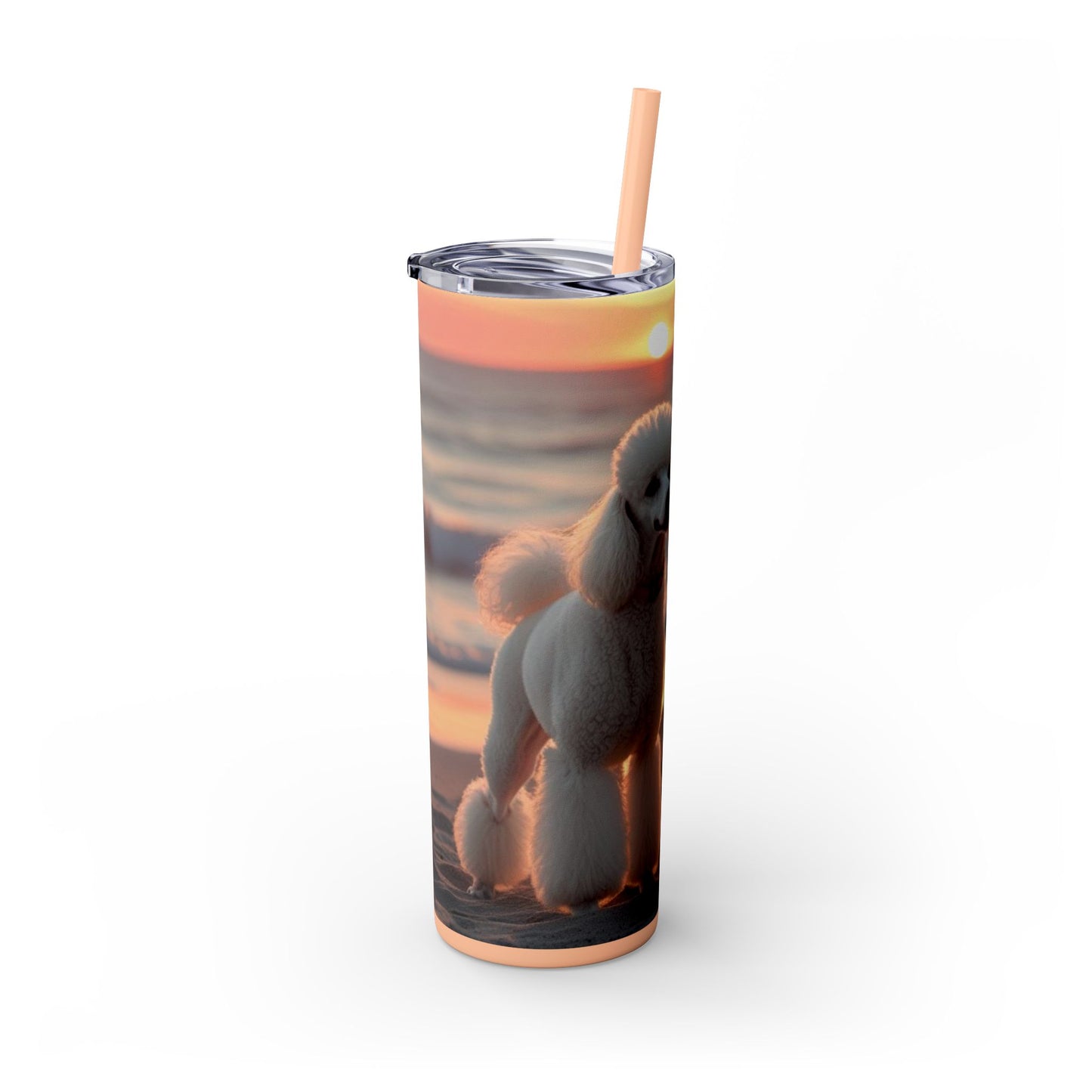 Poodle Love Skinny Tumbler with Straw, 20oz