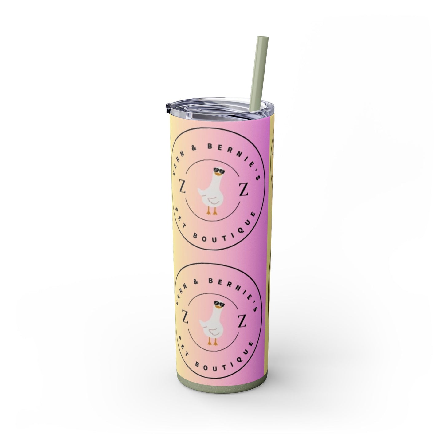 Vern and Bernie's Skinny Tumbler with Straw, 20oz