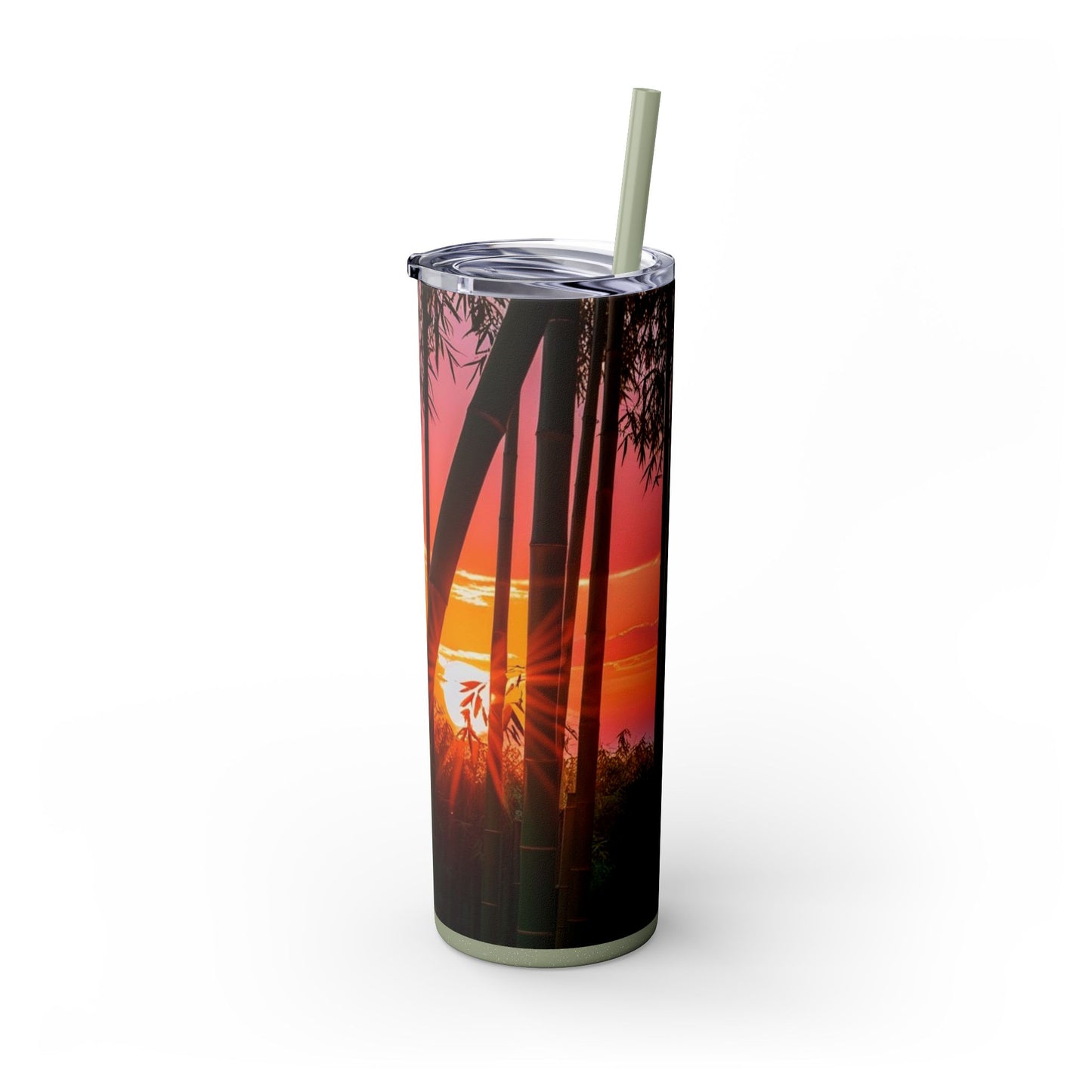 Bamboo Forest Sunrise Skinny Tumbler with Straw, 20oz