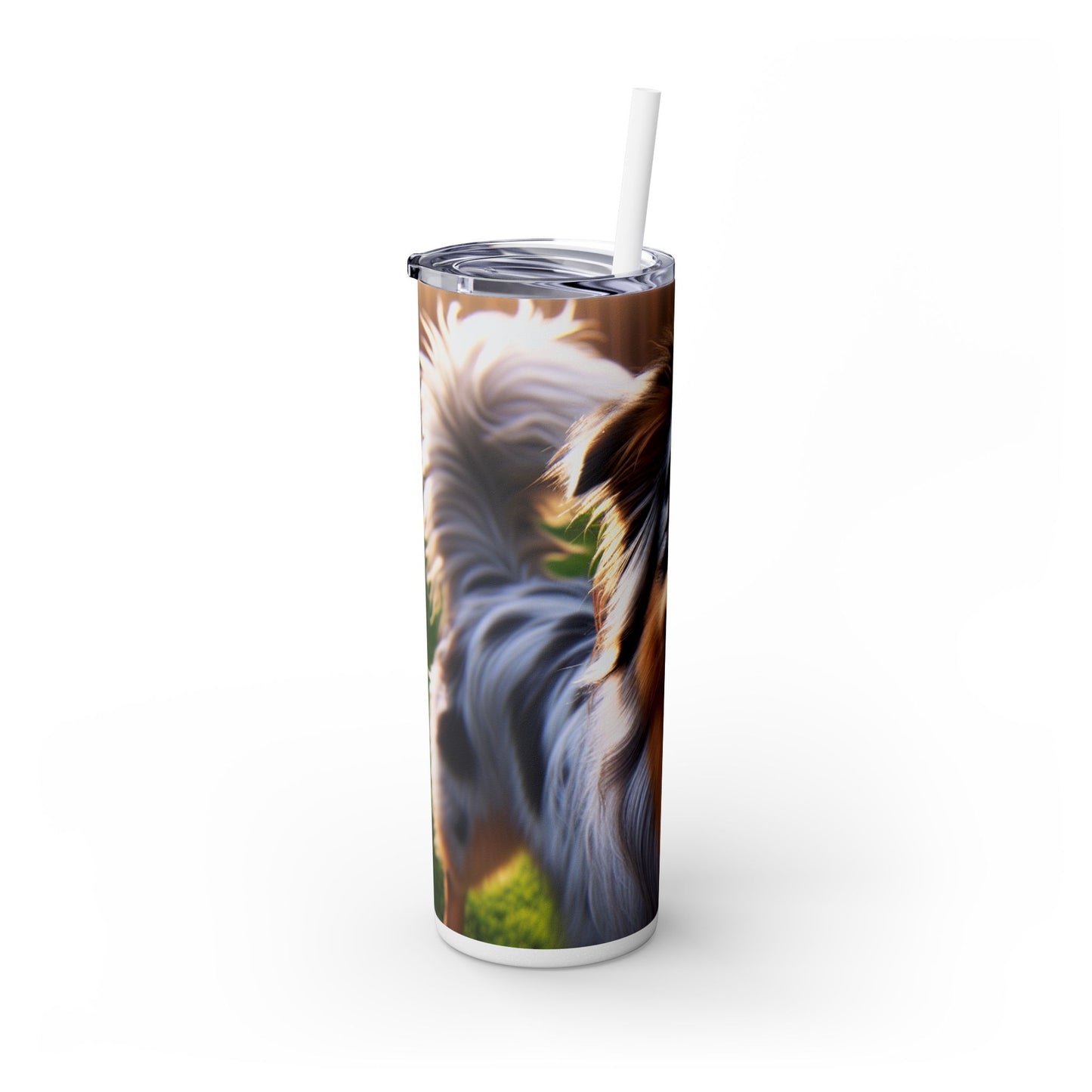 Australian Shepherd Skinny Tumbler with Straw, 20oz