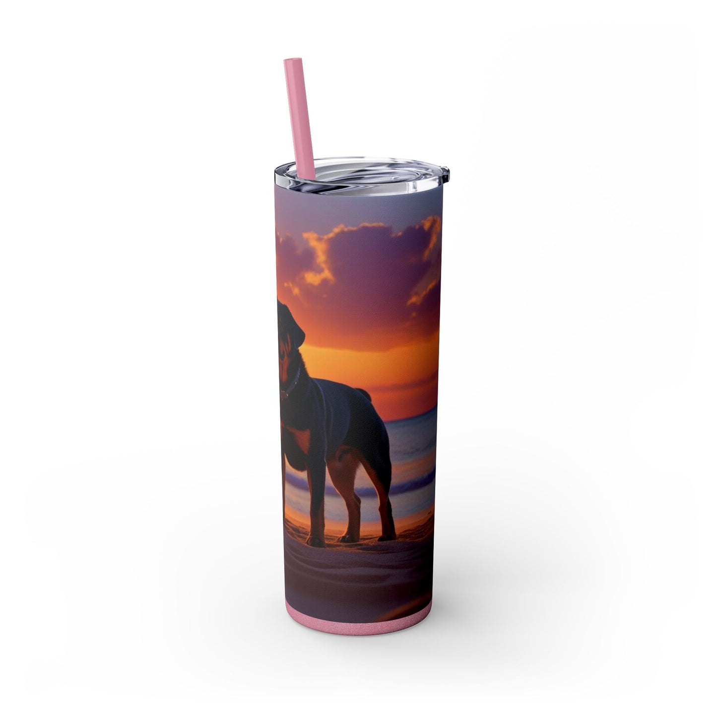 Rottweiler Love Skinny Tumbler with Straw, 20oz