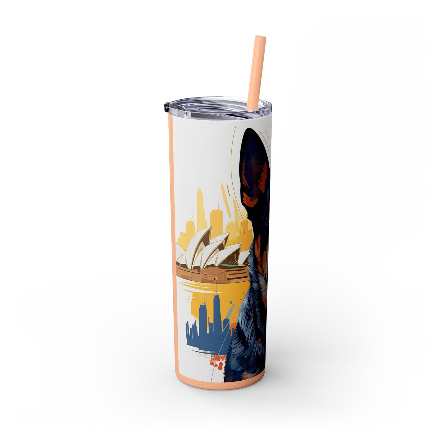 Australian Cattle Dog Skinny Tumbler with Straw, 20oz