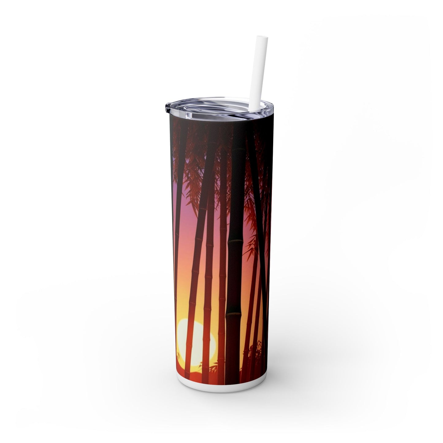 Bamboo Forest Sunrise Skinny Tumbler with Straw, 20oz