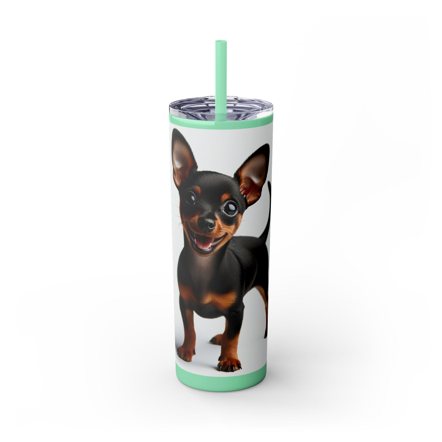 Miniature Pinscher Skinny Tumbler with Straw, 20oz