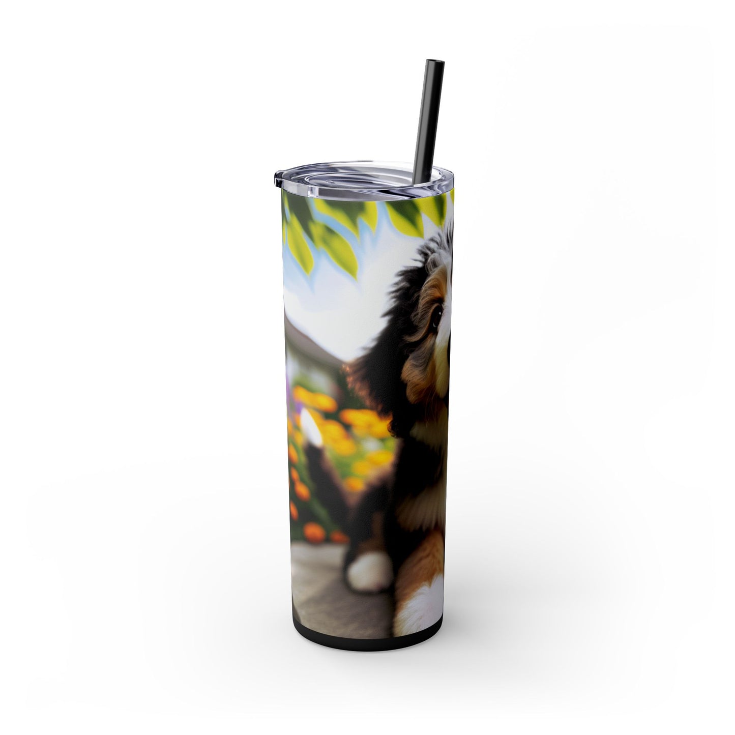 Bernedoodle Skinny Tumbler with Straw, 20oz