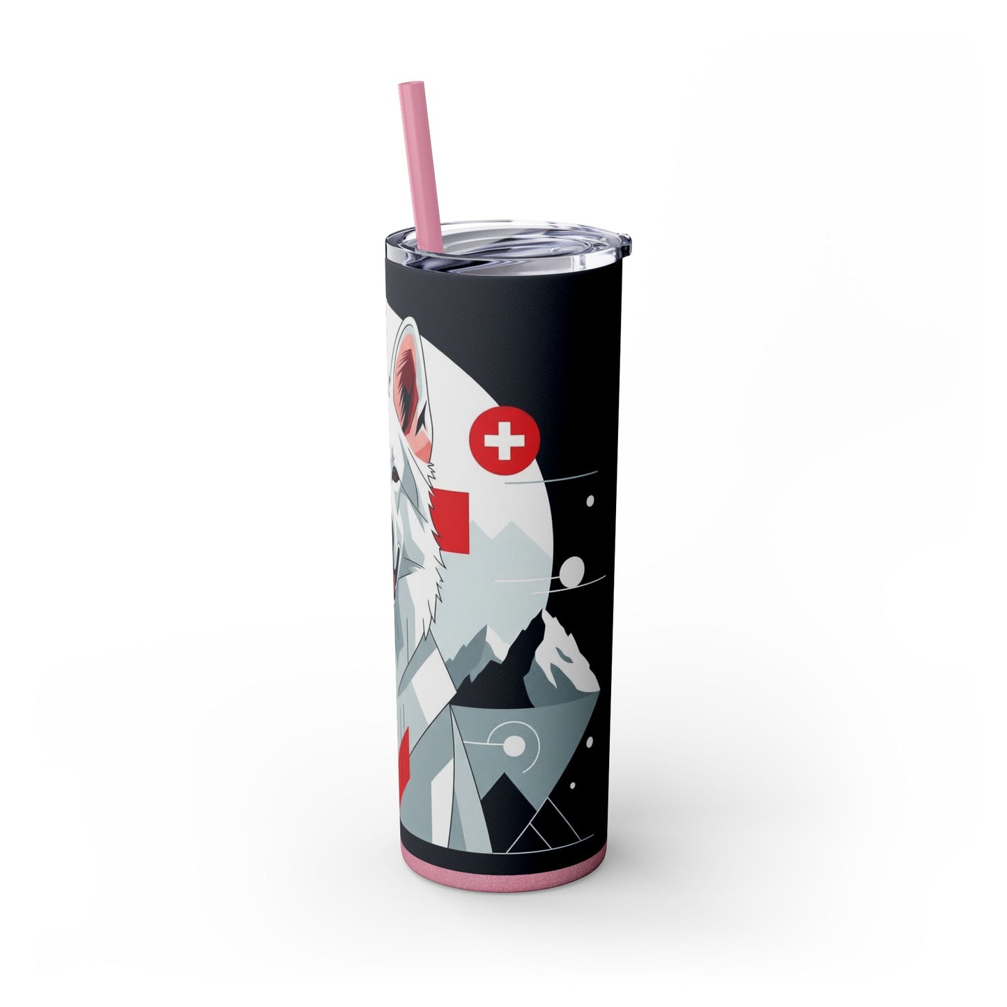 White Swiss Shepherd Dog Skinny Tumbler with Straw, 20oz