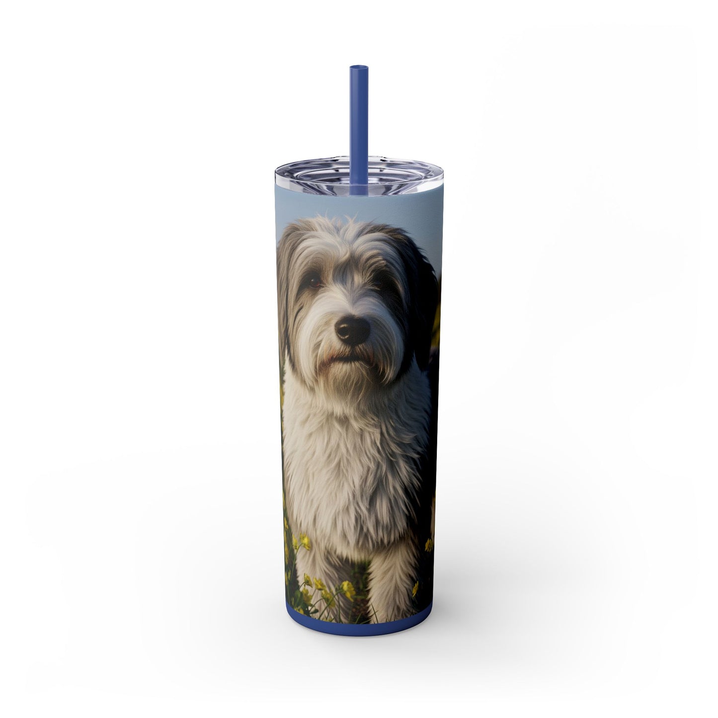 Polish Lowland Sheepdog Skinny Tumbler with Straw, 20oz