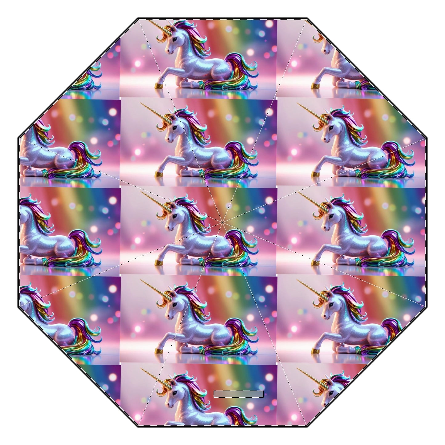 Glittery Rainbow Unicorn Semi-Automatic Foldable Umbrella