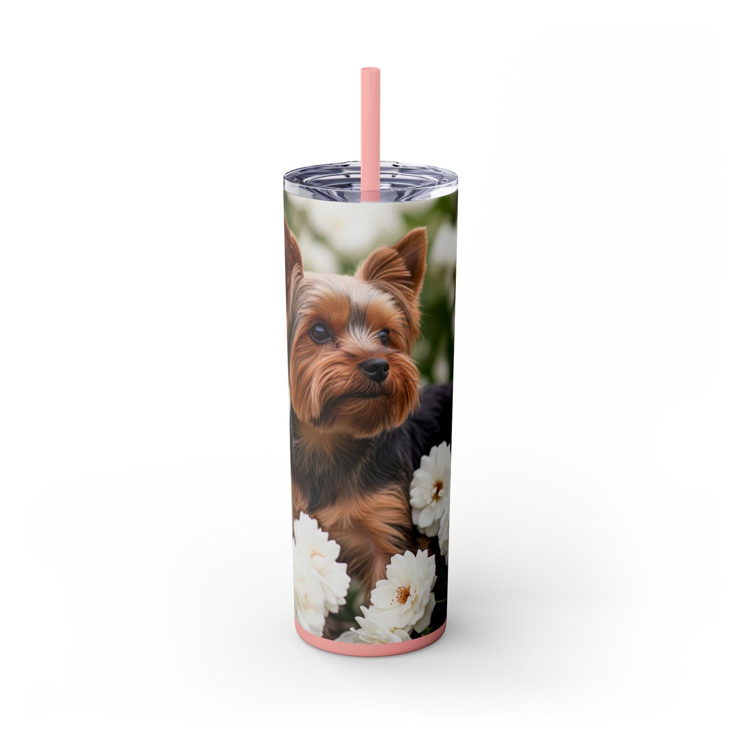 Yorkshire Terrier Skinny Tumbler with Straw, 20oz