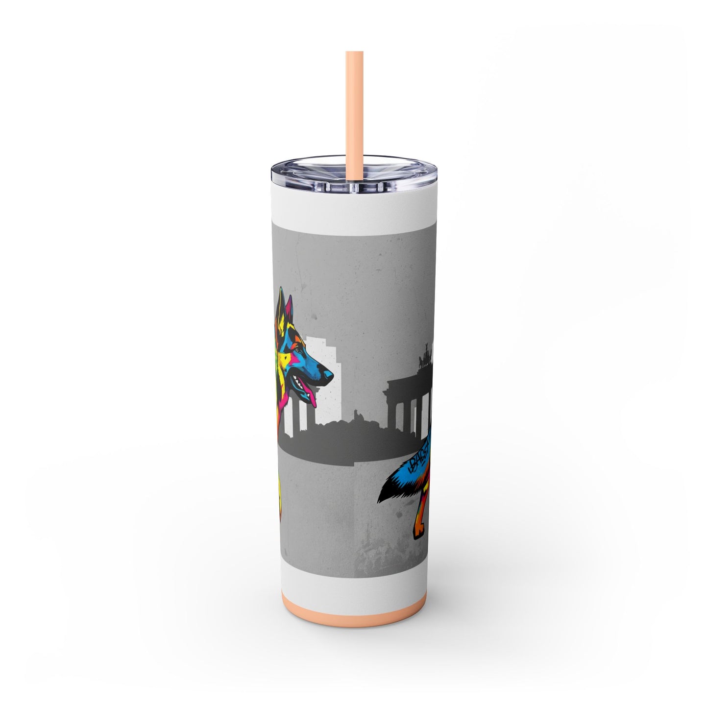 German Shepherd Skinny Tumbler with Straw, 20oz