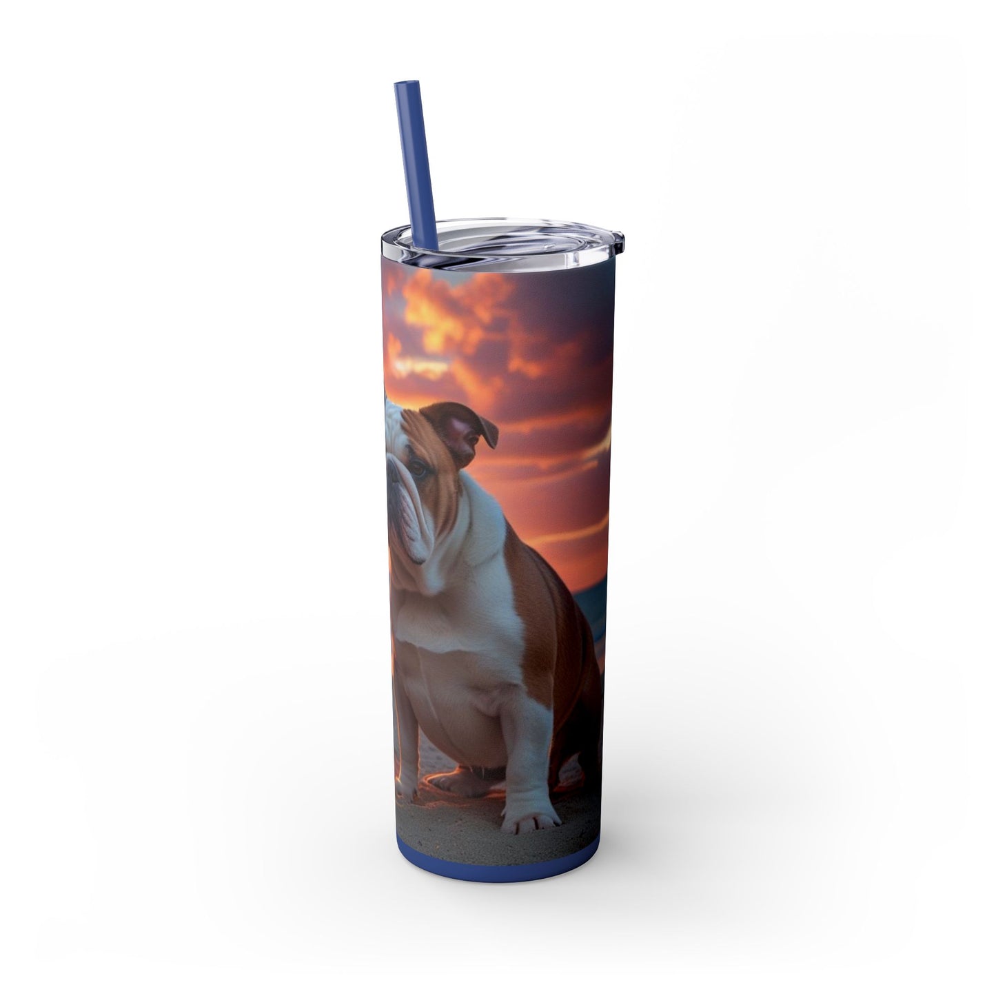 Bulldog Love Skinny Tumbler with Straw, 20oz