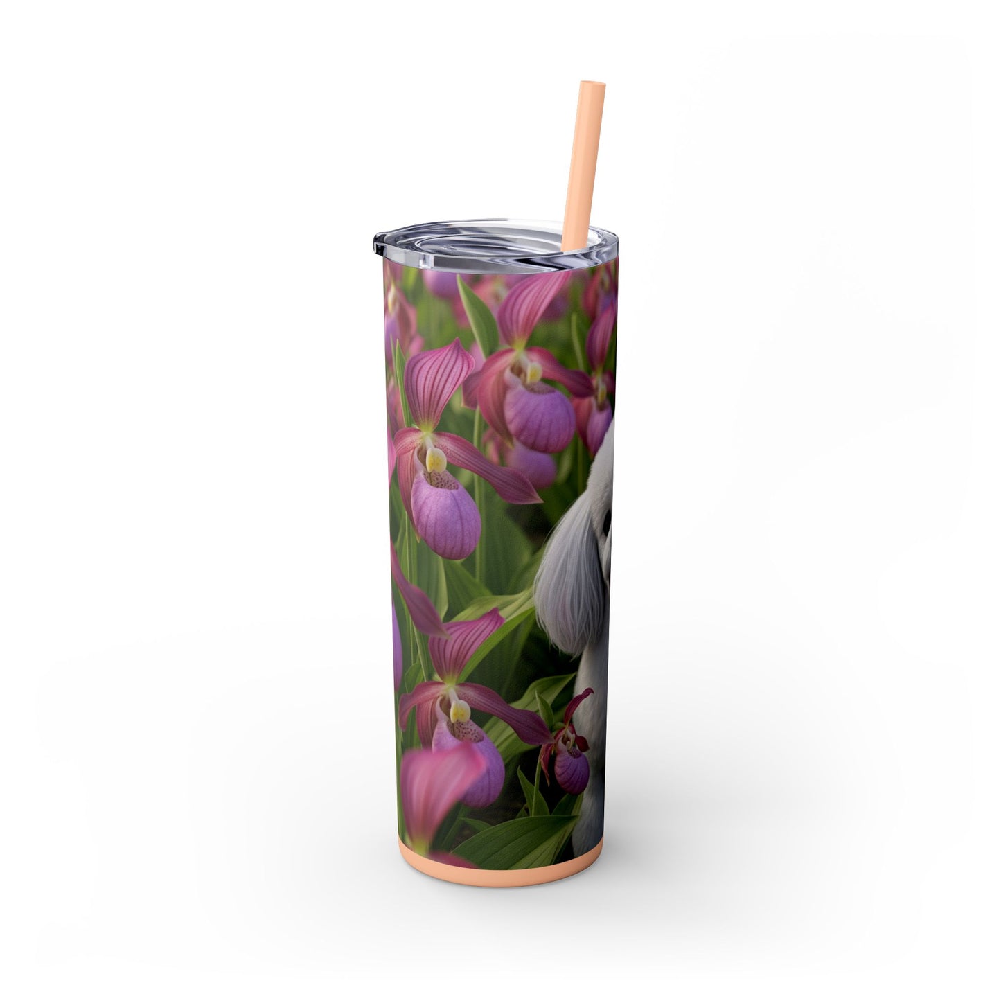 Toy Poodle Skinny Tumbler with Straw, 20oz