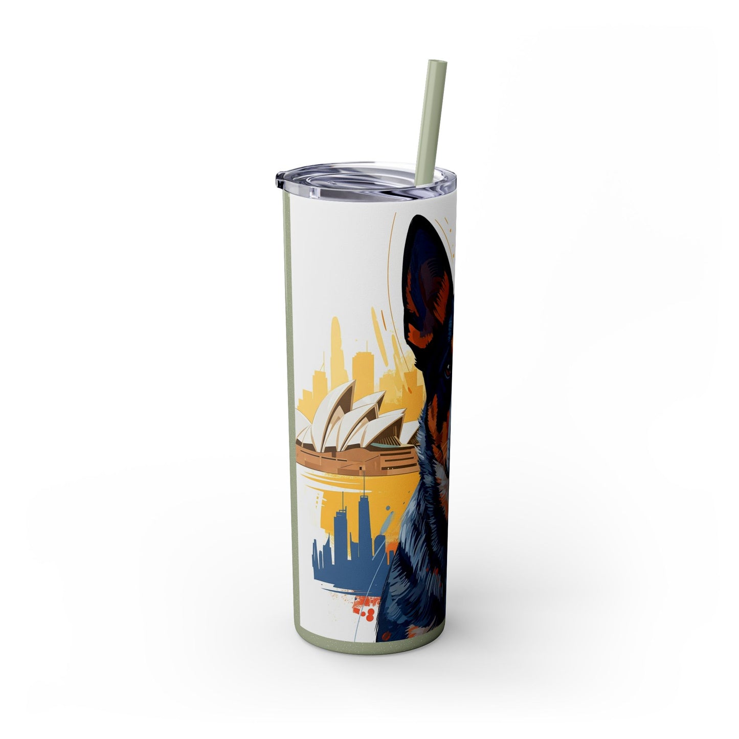 Australian Cattle Dog Skinny Tumbler with Straw, 20oz