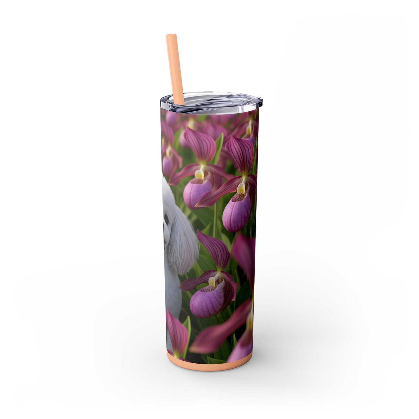 Toy Poodle Skinny Tumbler with Straw, 20oz