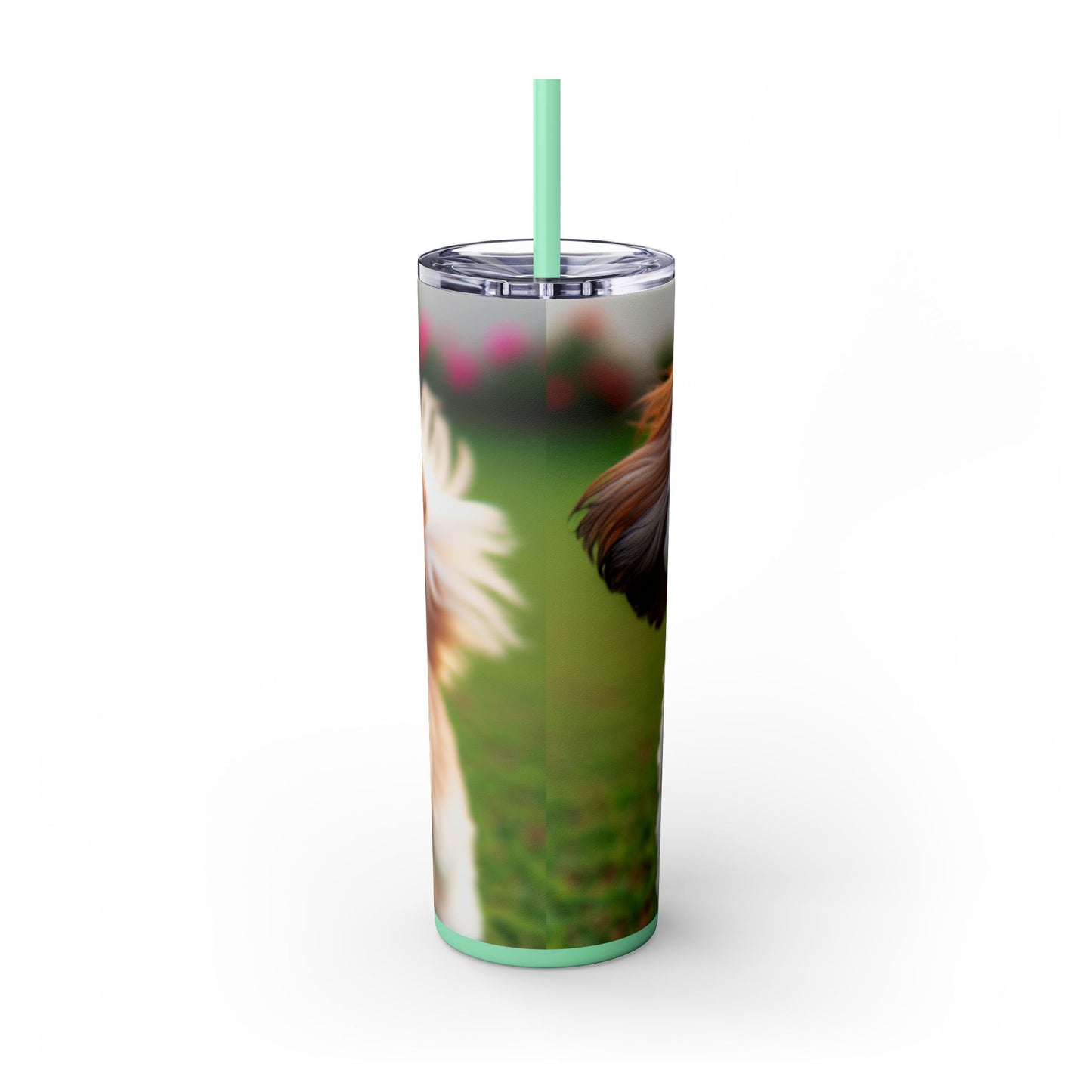 Shih-poo Skinny Tumbler with Straw, 20oz