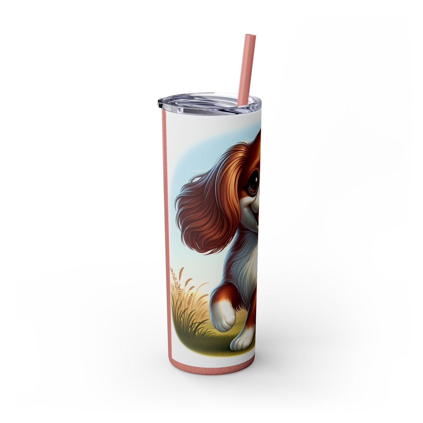 English Toy Spaniel Skinny Tumbler with Straw, 20oz