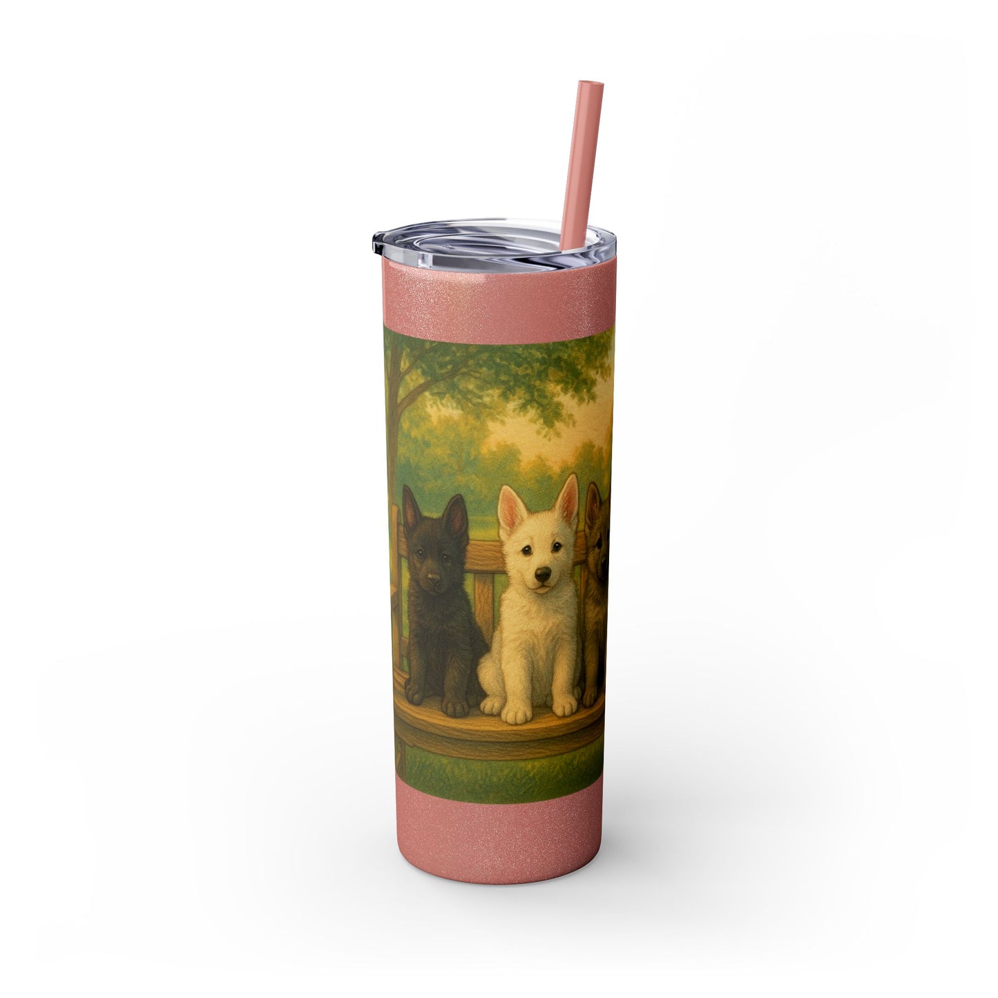 German Shepherd puppies Tumbler with Straw, 20oz