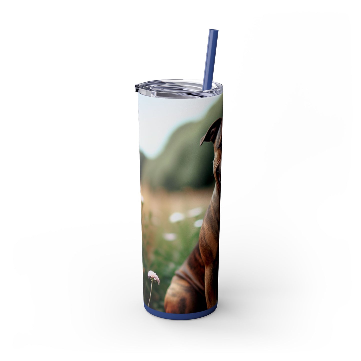 Staffordshire Bull Terrier Skinny Tumbler with Straw, 20oz