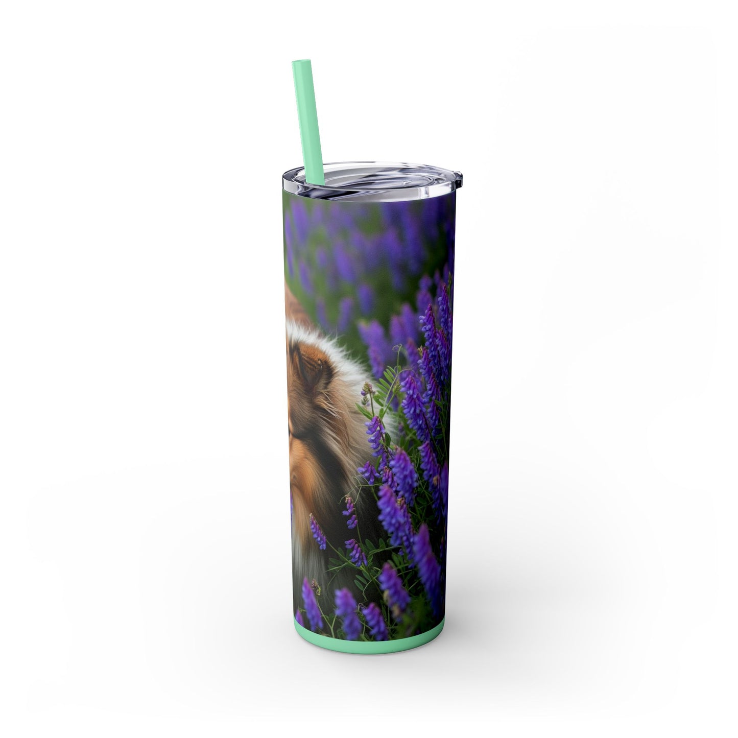 Shetland Sheepdog Skinny Tumbler with Straw, 20oz