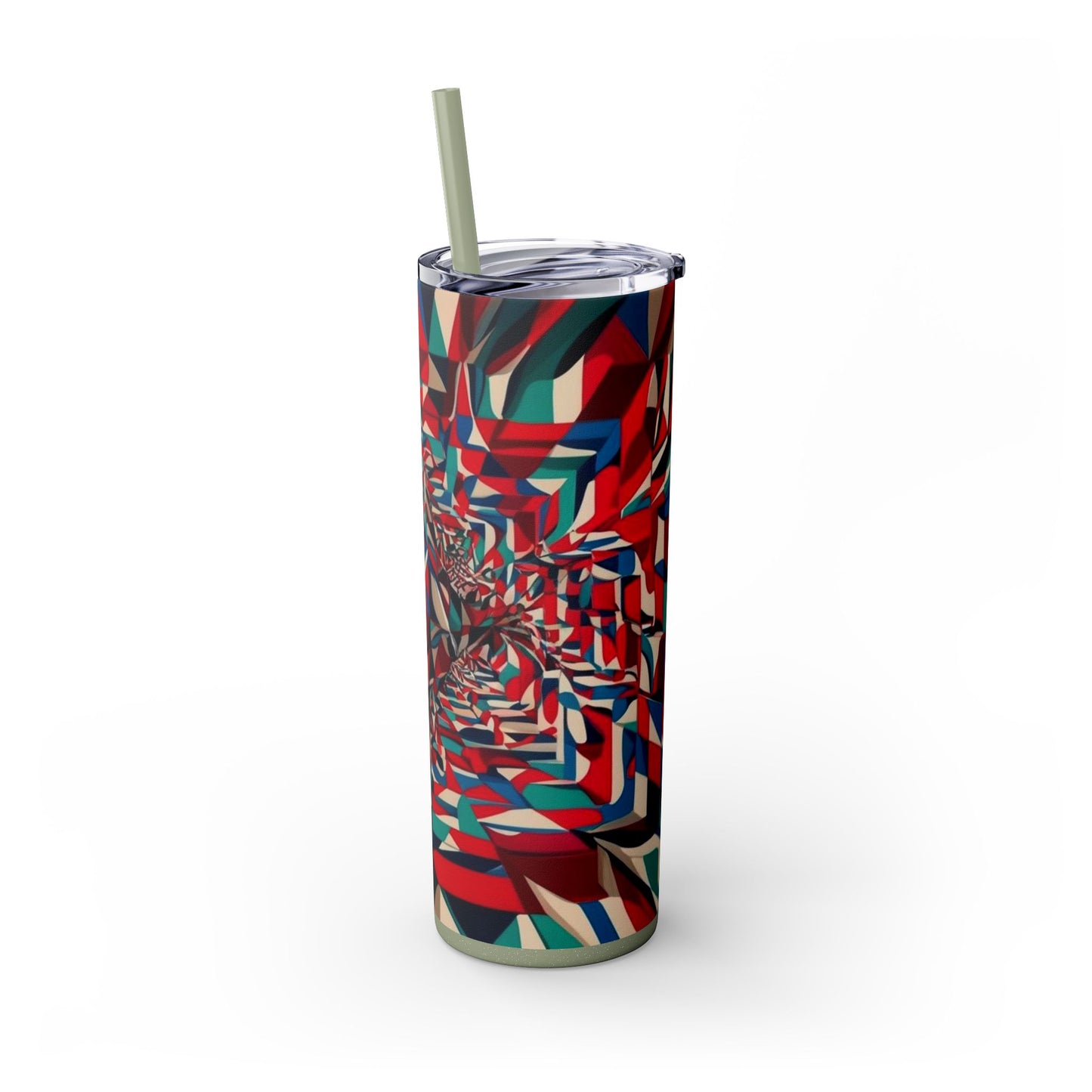 Optical Illusion Skinny Tumbler with Straw, 20oz