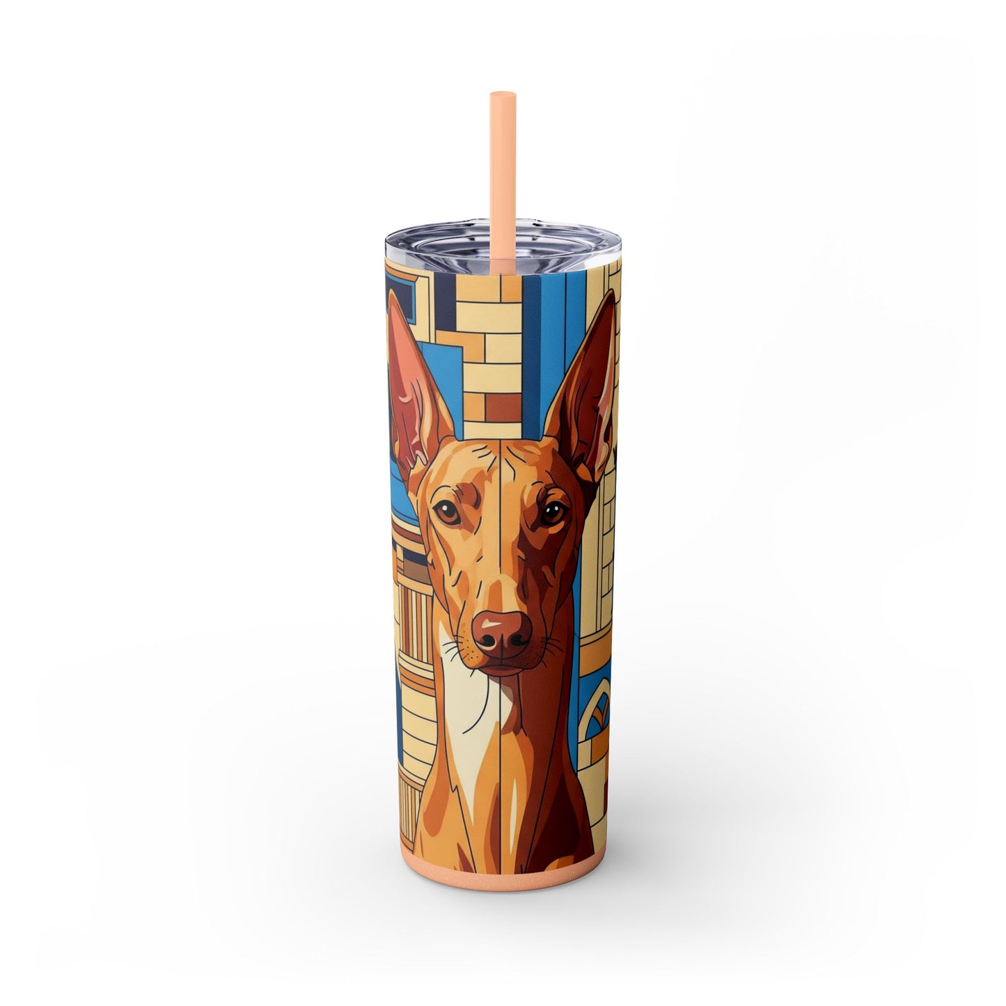 Pharaoh Hound Skinny Tumbler with Straw, 20oz
