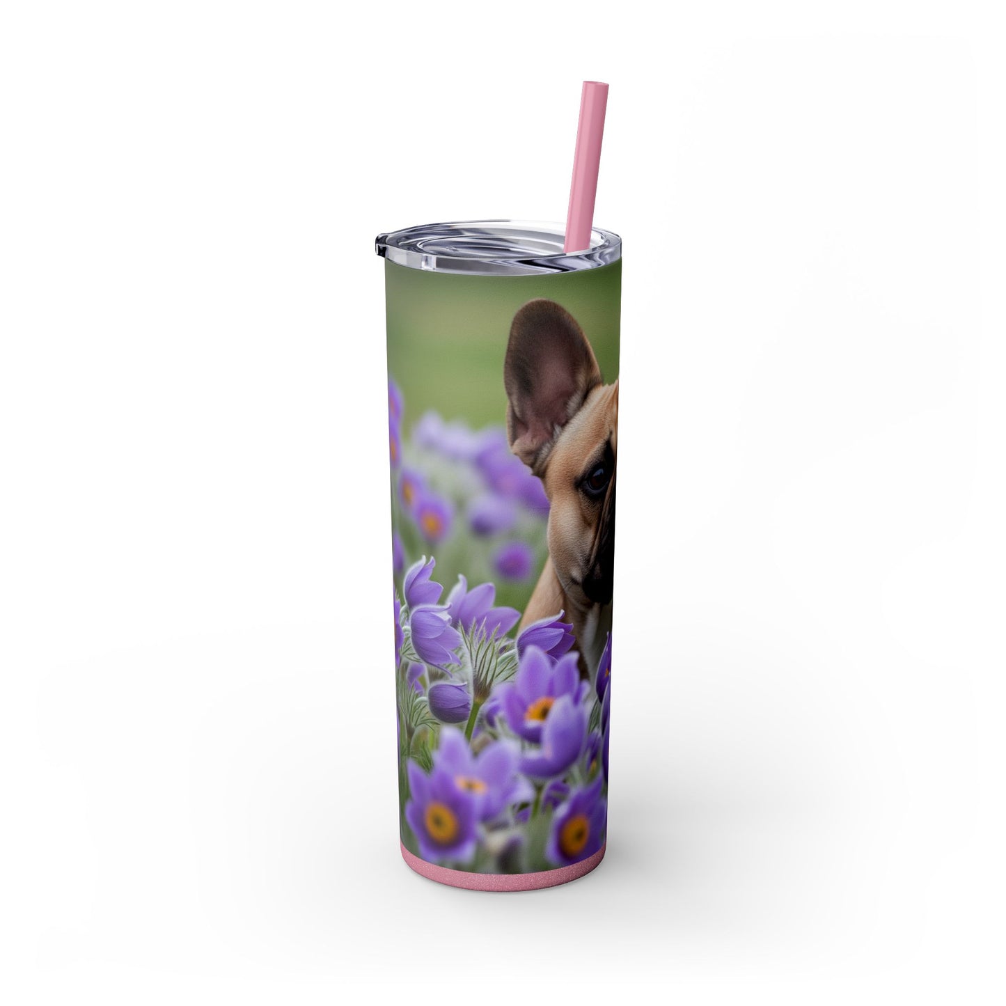 French Bulldog Skinny Tumbler with Straw, 20oz