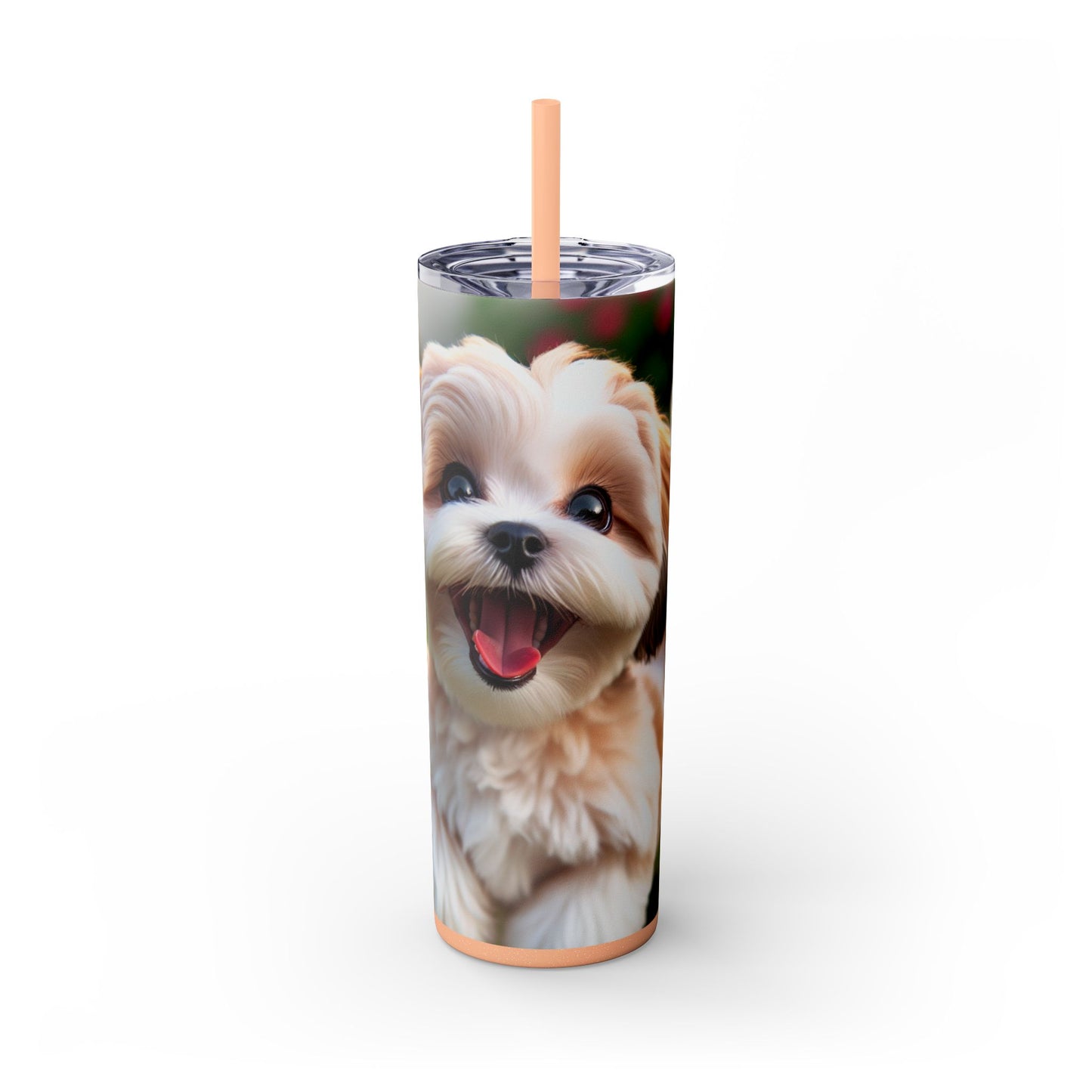 Shih-poo Skinny Tumbler with Straw, 20oz