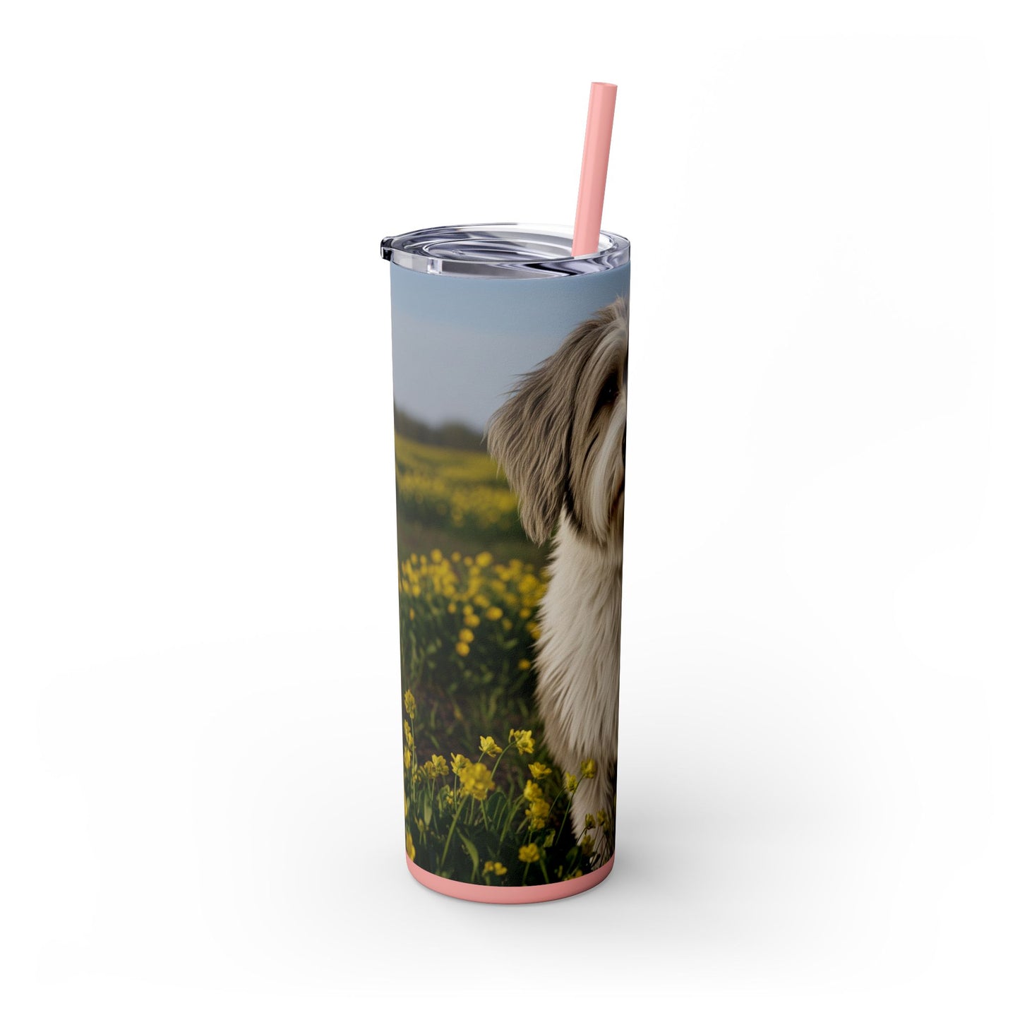 Polish Lowland Sheepdog Skinny Tumbler with Straw, 20oz
