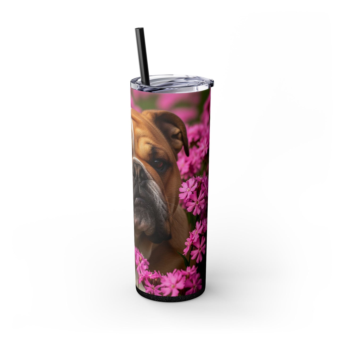 Bulldog Skinny Tumbler with Straw, 20oz