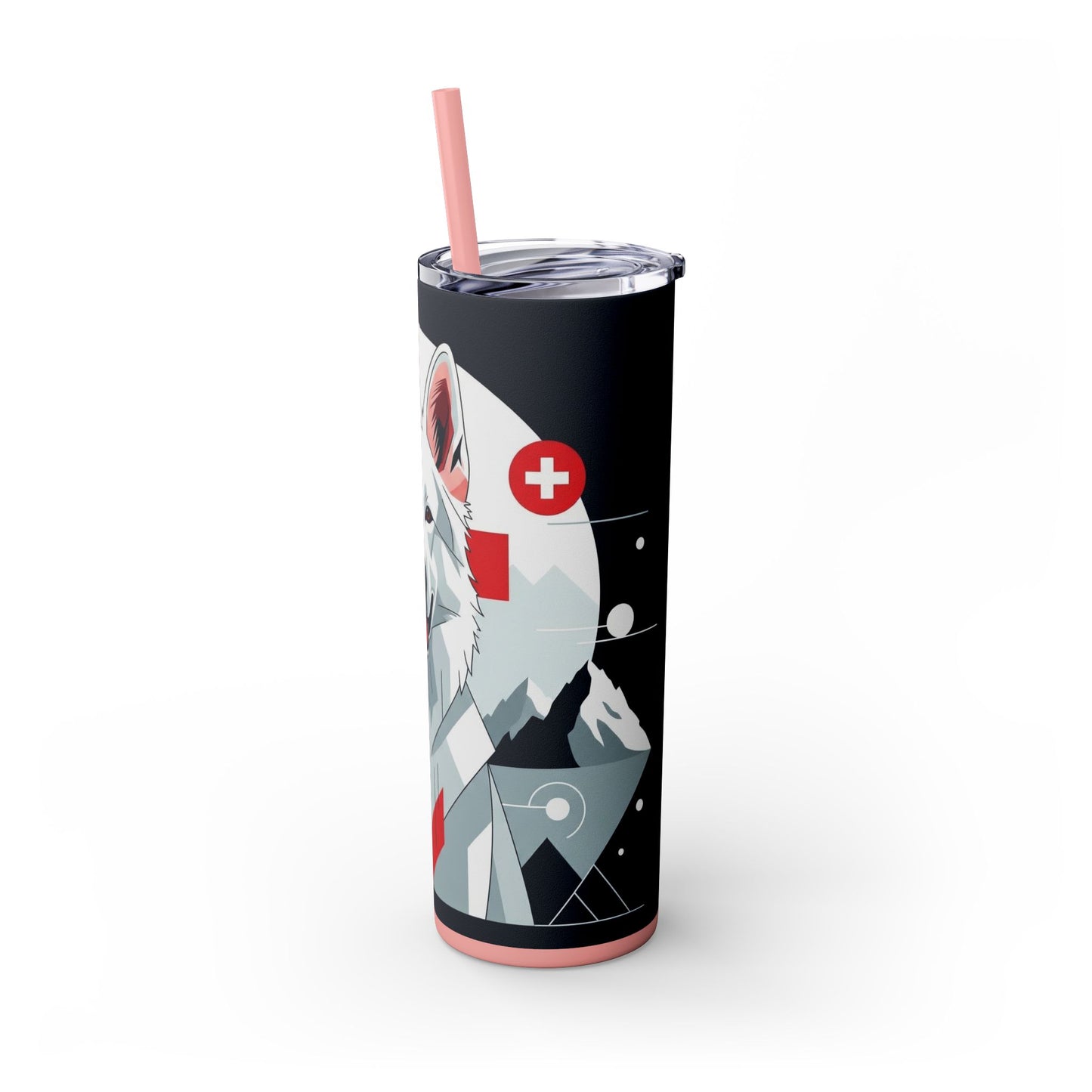 White Swiss Shepherd Dog Skinny Tumbler with Straw, 20oz