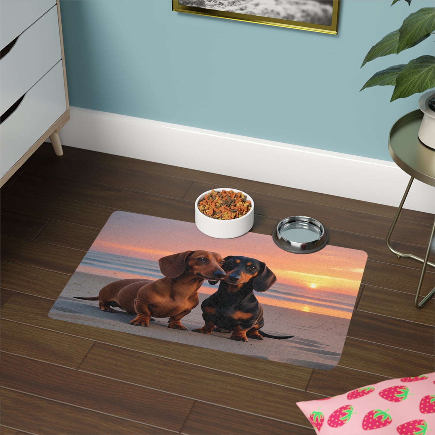 Tapis pour gamelle d'animaux (30 x 45 cm) - Amour pour les teckels