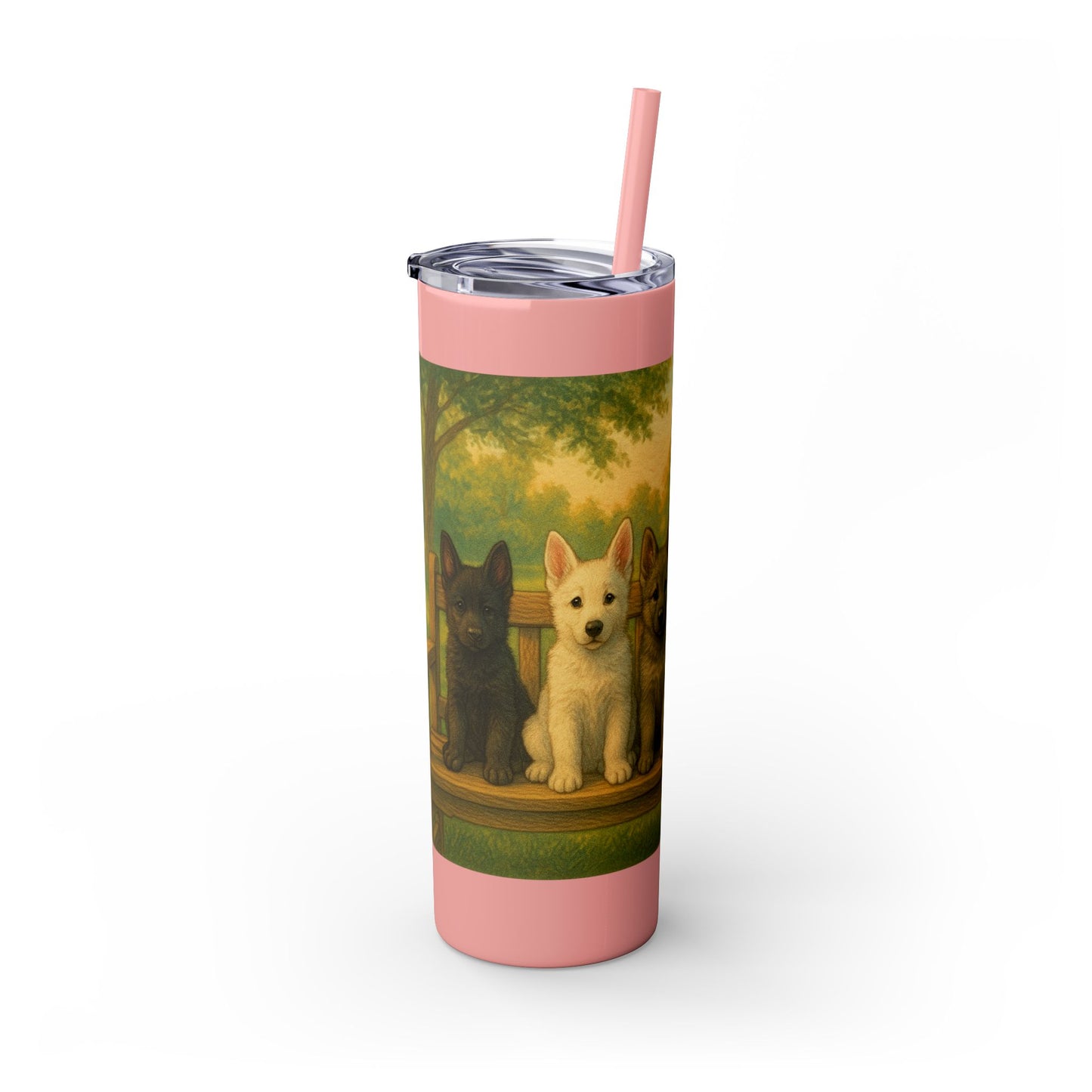 German Shepherd puppies Tumbler with Straw, 20oz