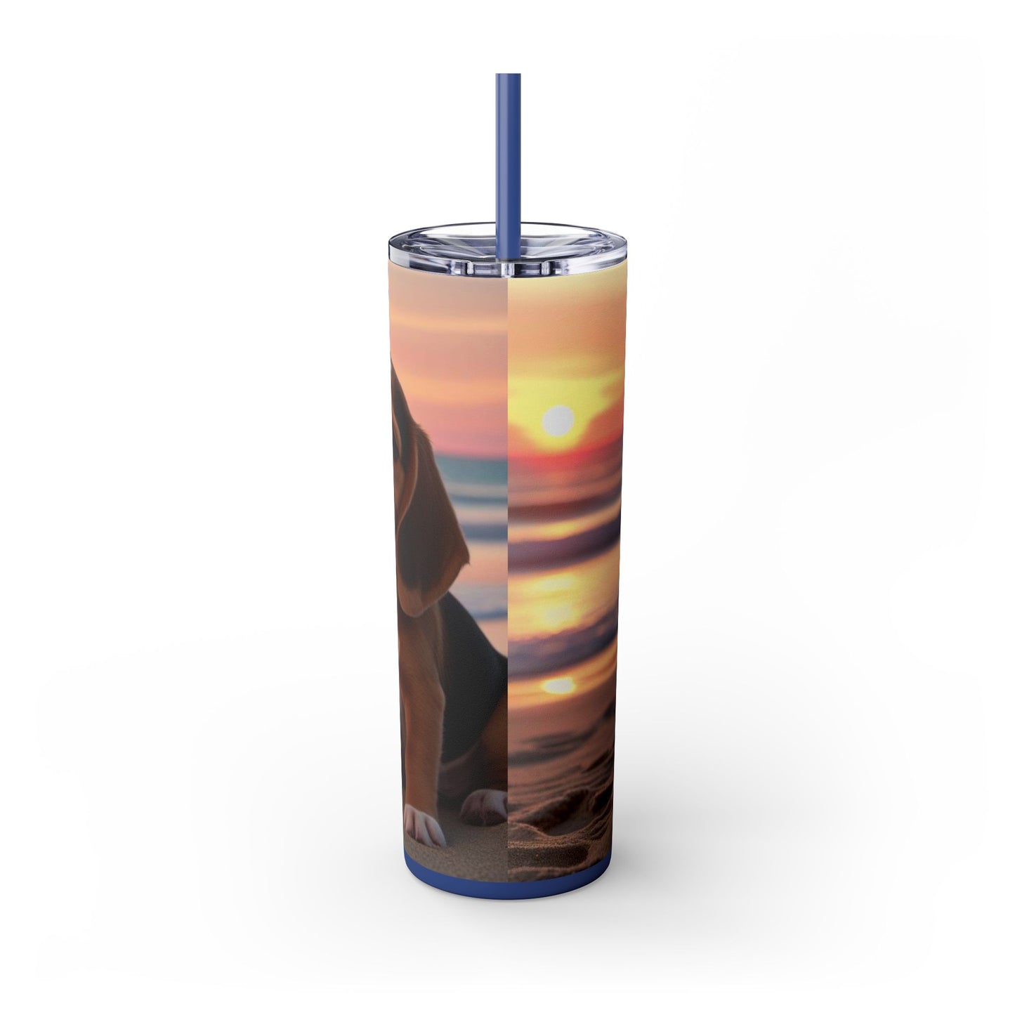 Beagle Love Skinny Tumbler with Straw, 20oz