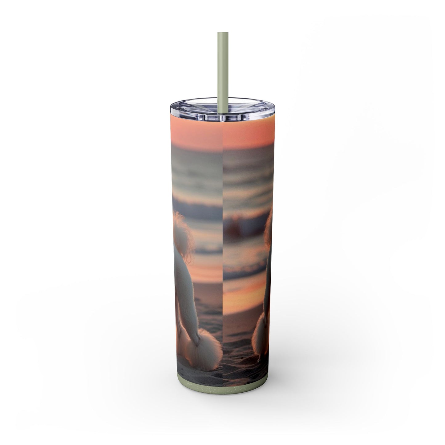 Poodle Love Skinny Tumbler with Straw, 20oz