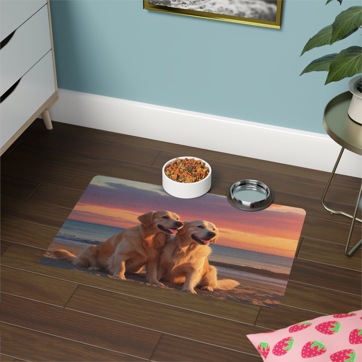 Pet Food Mat (12x18) - Golden Retriever Love