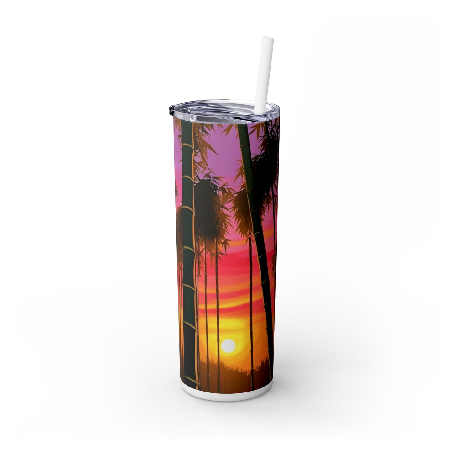 Bamboo Forest Sunrise Skinny Tumbler with Straw, 20oz