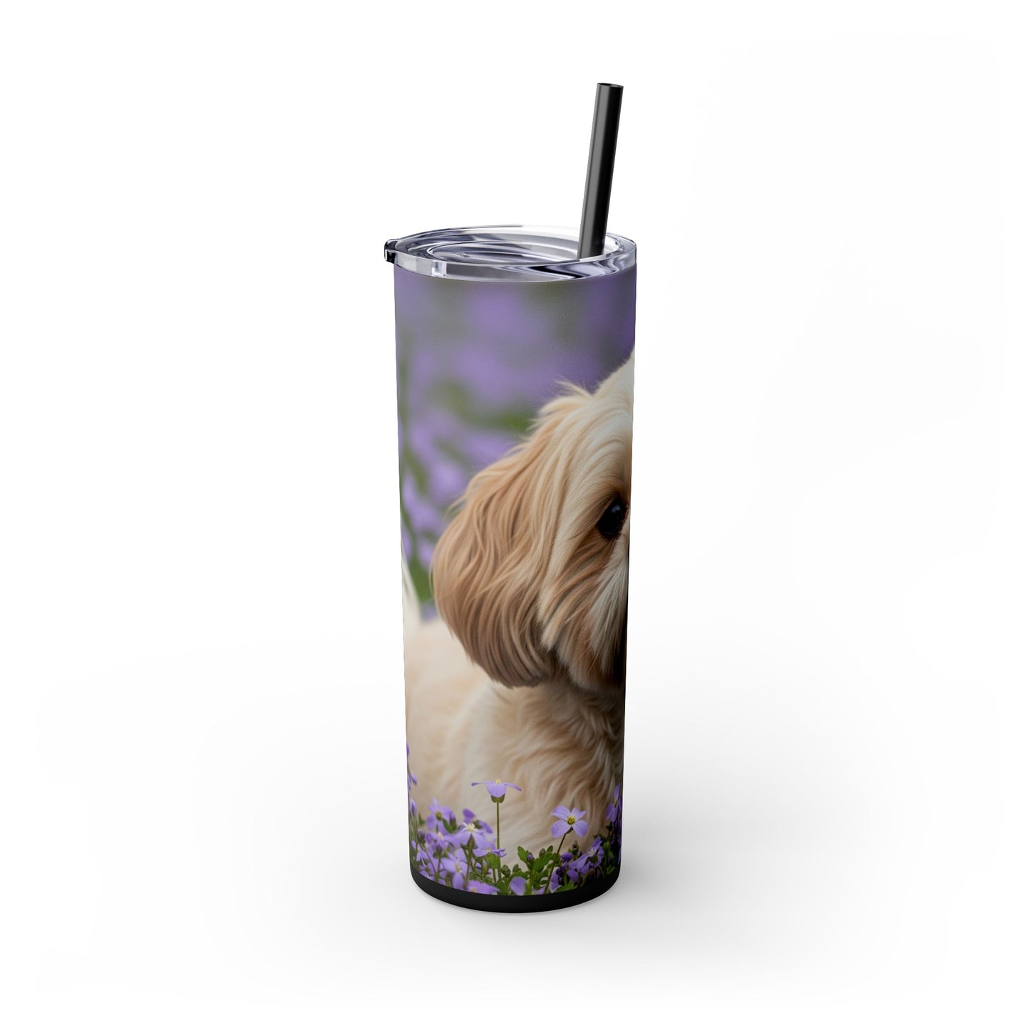 Shih-poo Skinny Tumbler with Straw, 20oz