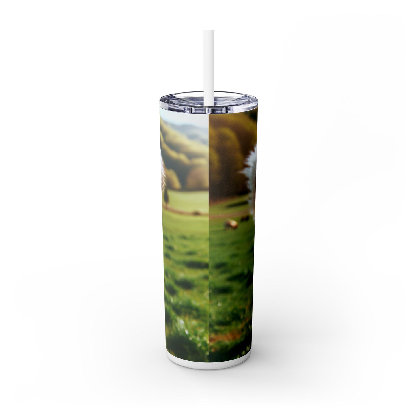 Pyrenean Mastiff Skinny Tumbler with Straw, 20oz